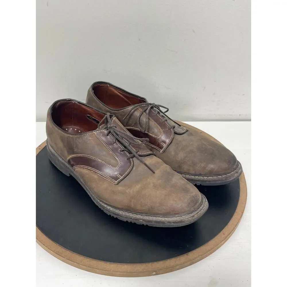 Allen Edmonds Berkshire Oxford Shoes Men 12‎ D Brown Distressed Leather USA Made